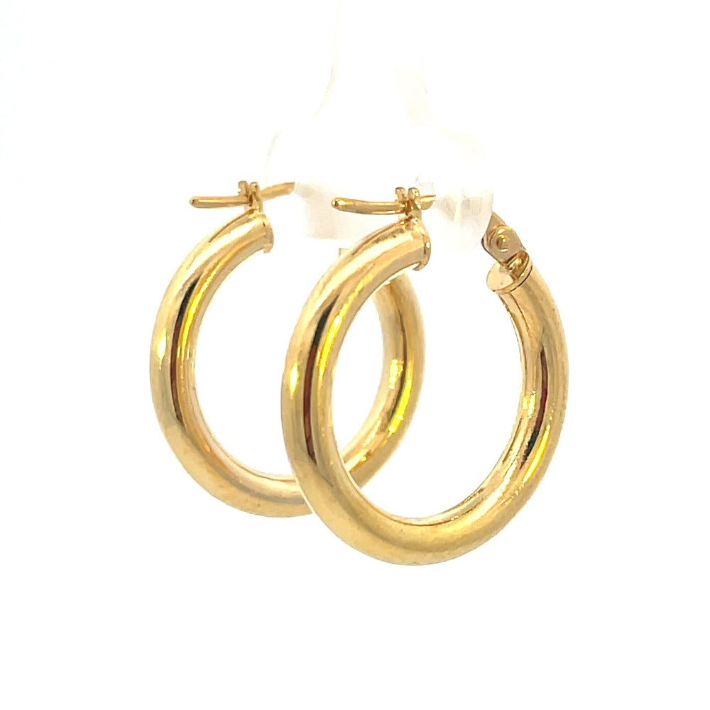 14K Gold Round Hoop Earrings sides