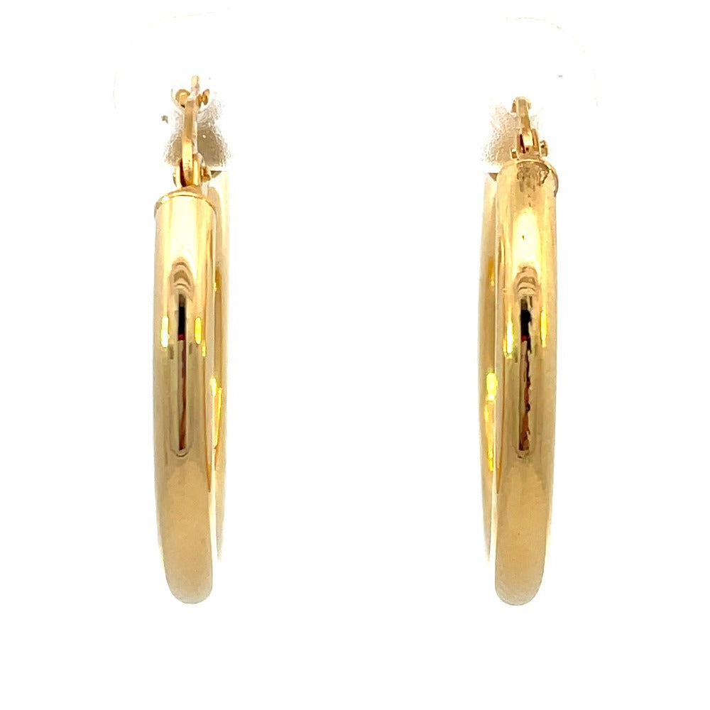 14K Gold 20mm Round Hoop Earrings fronts