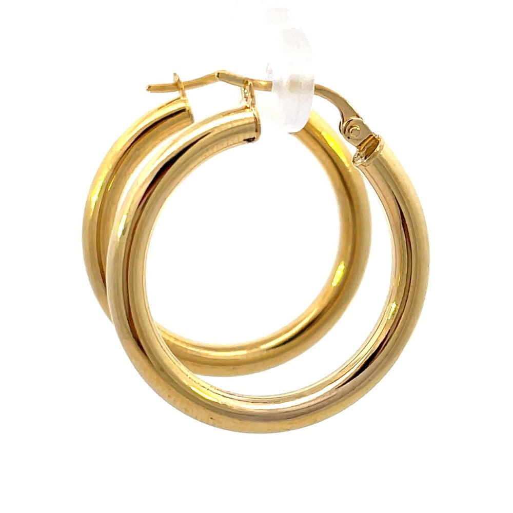 14K Gold 20mm Round Hoop Earrings backs