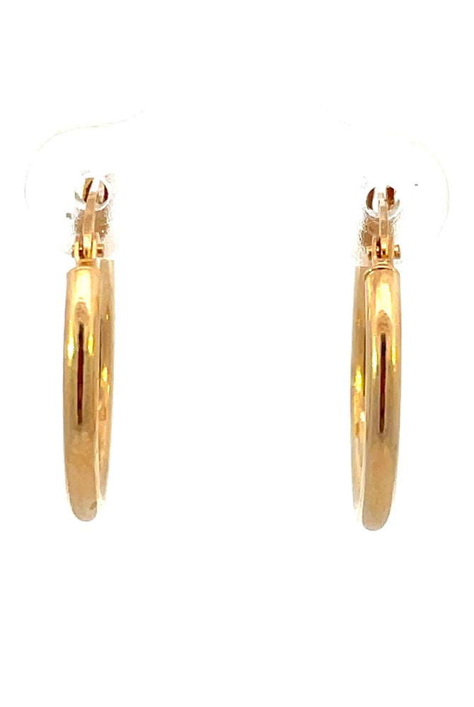 14K Gold 15mm Round Hoop Earrings front