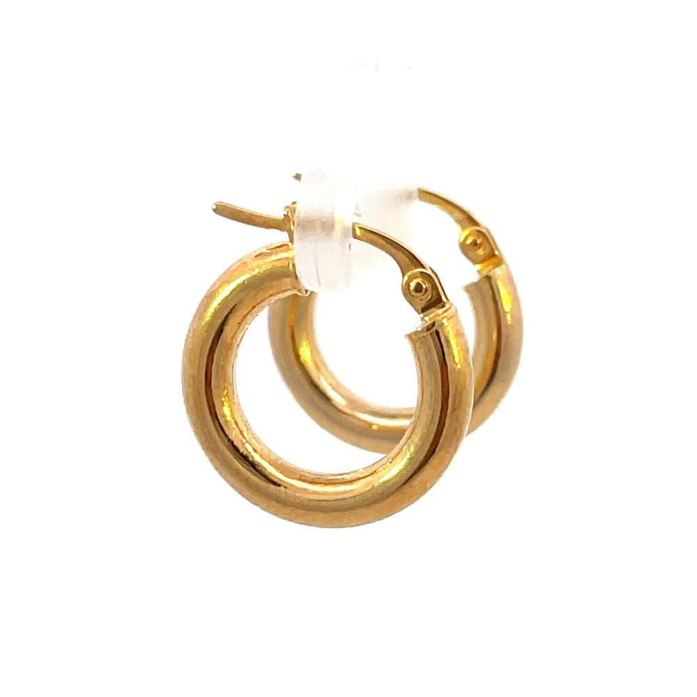 14K Gold 10mm Round Hoop Earrings sides