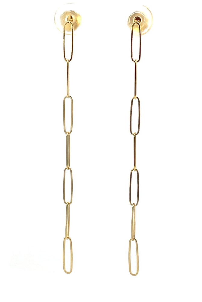 14K Gold Paperclip Dangle Earrings