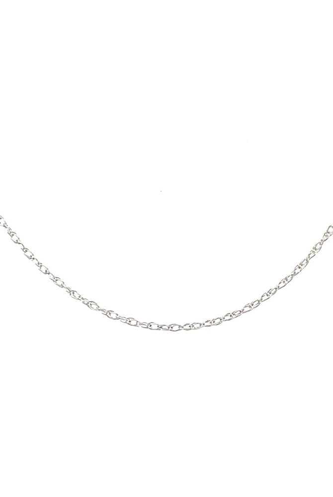 detail view of 14k white gold pendant rope chain