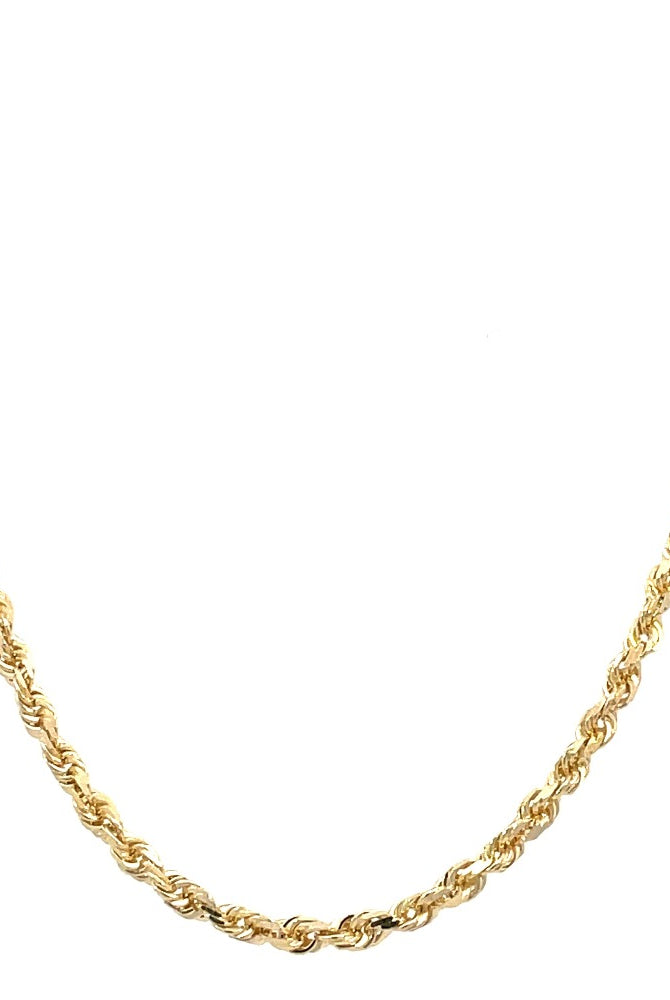 10K Gold Diamond Cut Rope Chain Necklace