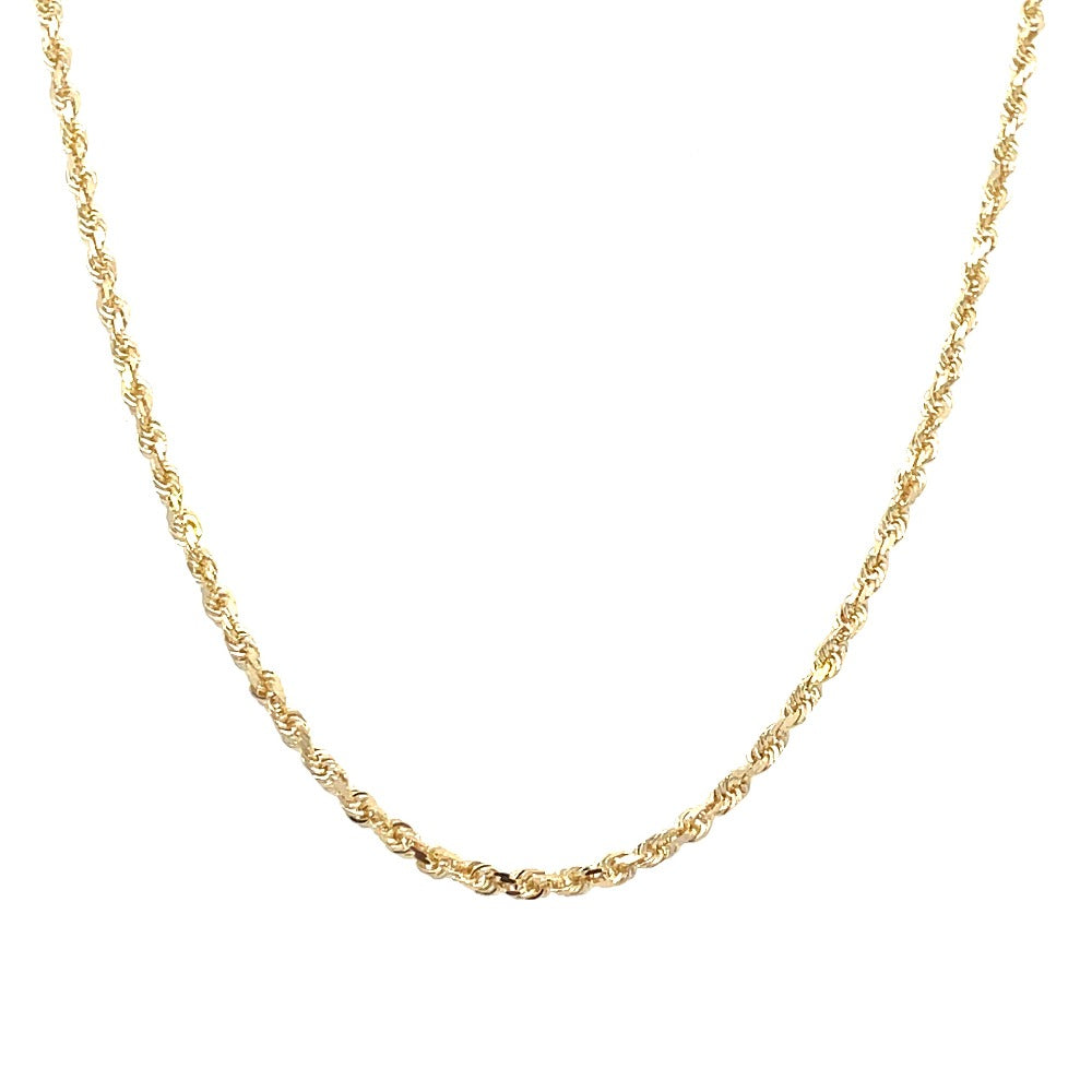 10K Yellow Gold Diamond Cut Rope Chain Necklace