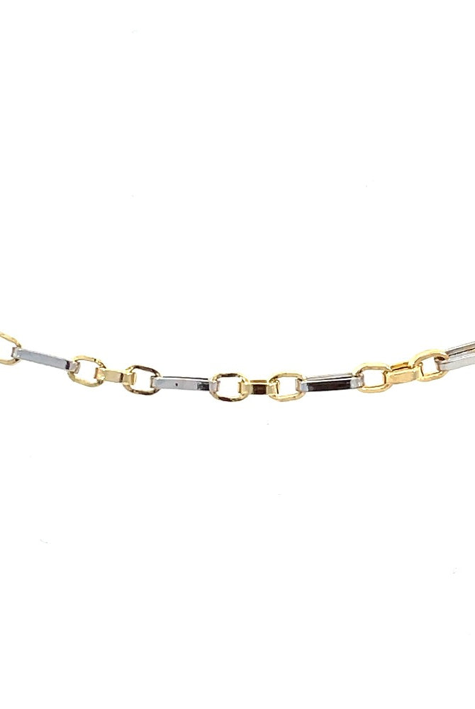 14K Two-Toned Figaro Square and Rolo Bracelet