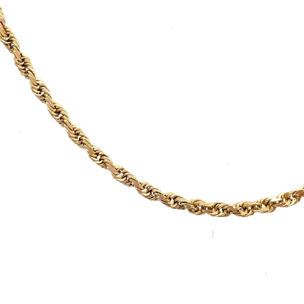10K Gold Diamond Cut Rope Chain 20" close up
