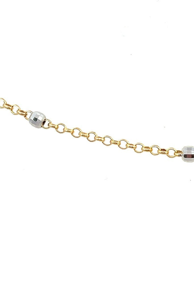 14K Two-Tone Diamond Cut Bead Station Bracelet up close look
