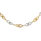 front view of 14 karat two toned gold oval link bracelet