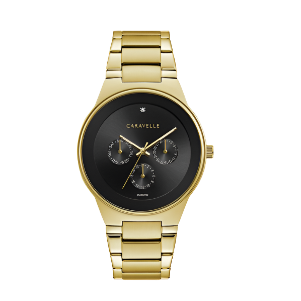 Caravelle Black and Gold Watch