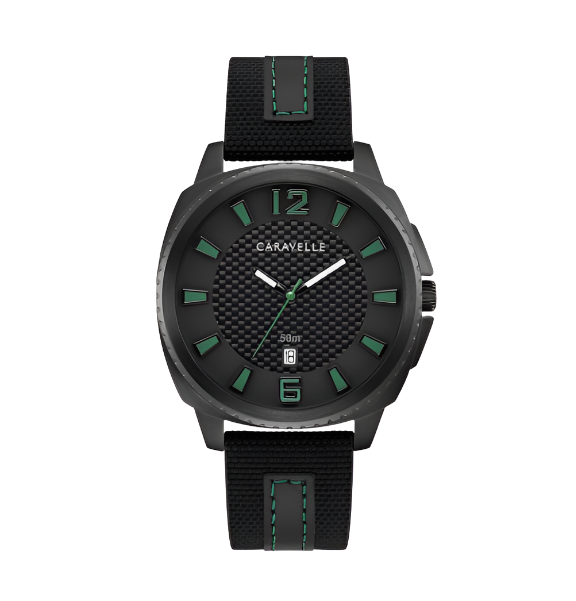 Caravelle Black and Green Watch