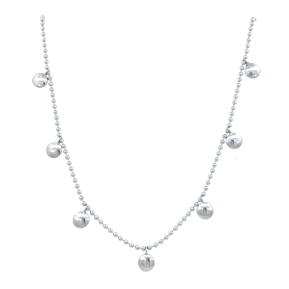 Sterling Silver Beaded Necklace with Disk Drops | Fernbaugh's Jewelers