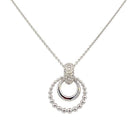 Sterling Silver Double Circle Pendant with Diamond Bail