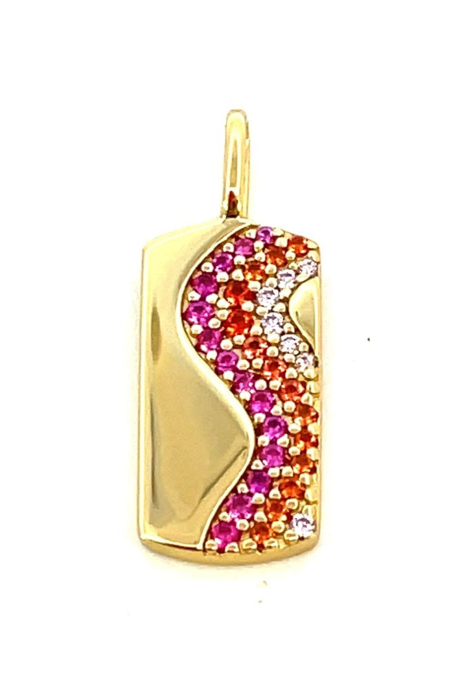 Ania Haie Sterling Silver Pink Sparkle Wave Charm with Gold Overlay