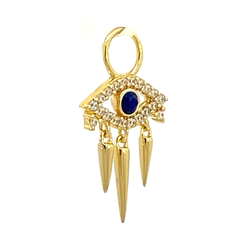 Ania Haie Sterling Silver Evil Eye Earring Charm with Gold Overlay from the side close up