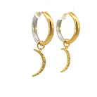 Ania Haie Sterling Silver with Gold Overlay Moon Earring Charm on earrings