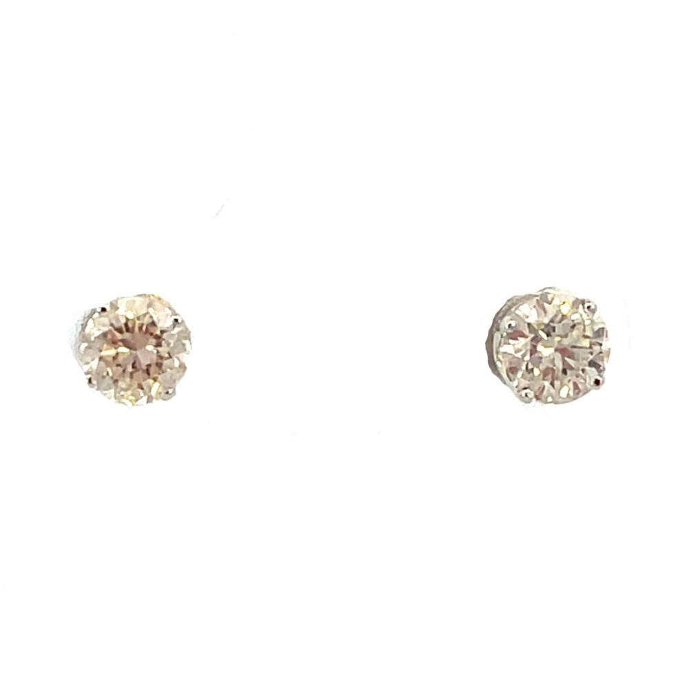 14K White Gold Diamond Stud Earrings 3/4 CTW