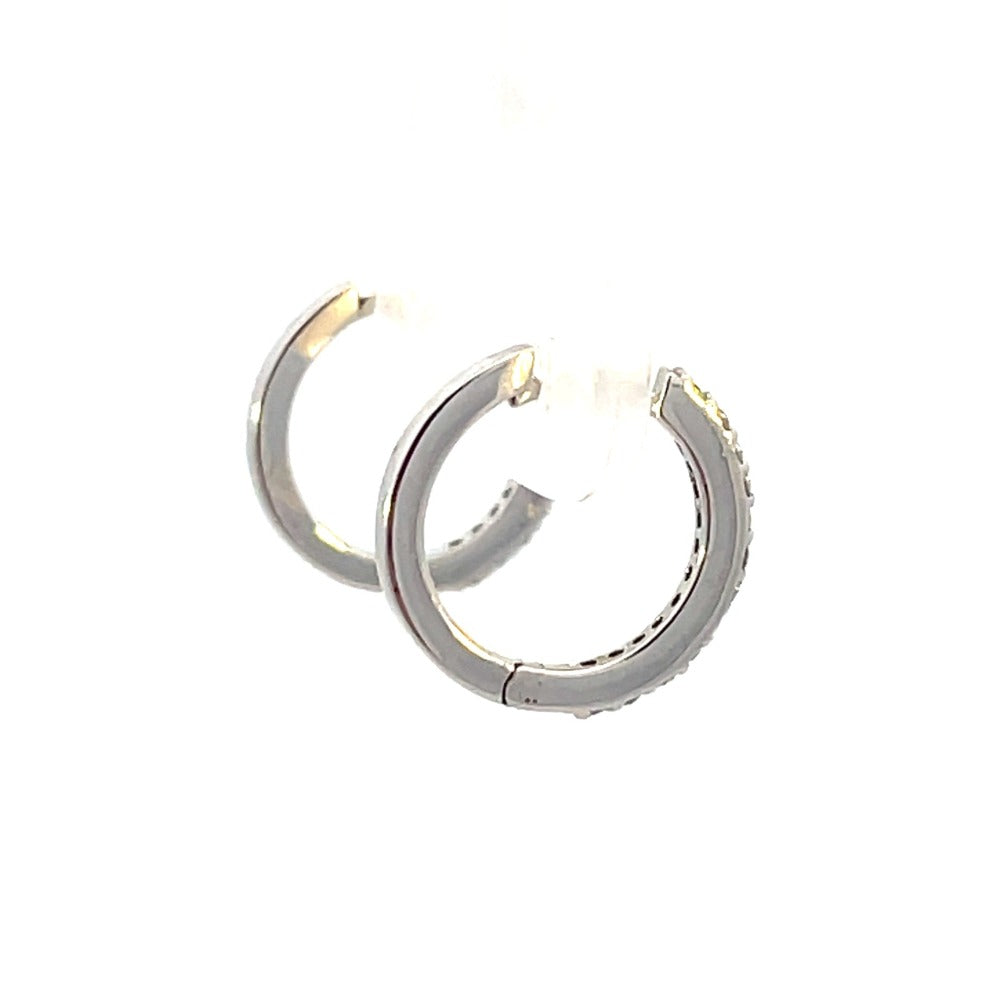 14K White Gold Diamond Hoop Earrings side 2
