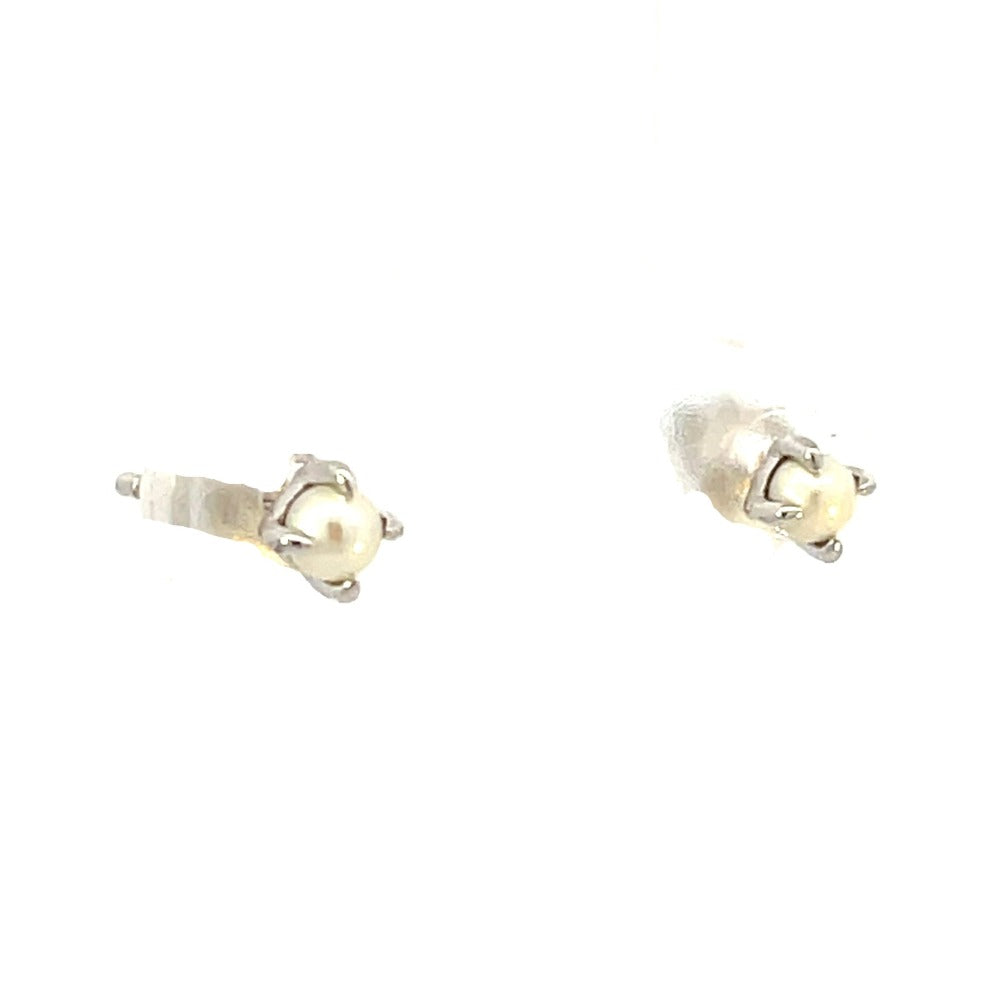14KW Single Pearl Stud Earrings side 1