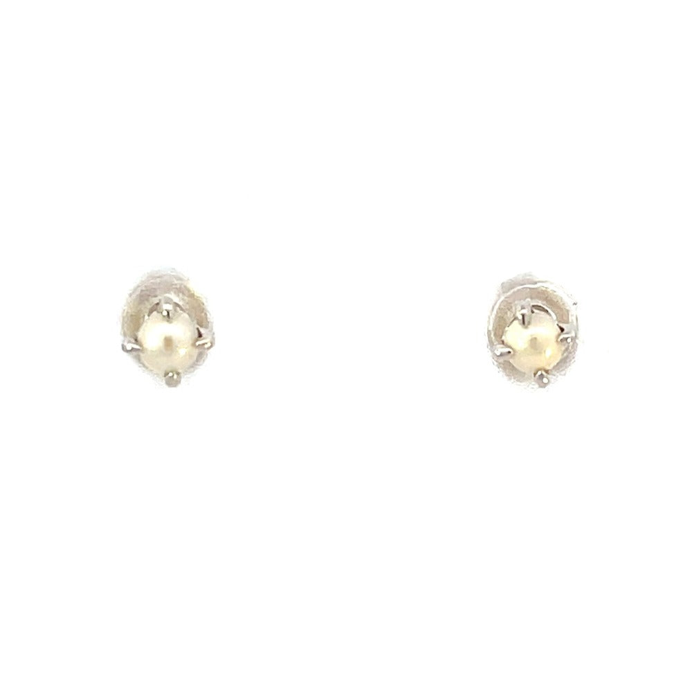 14KW Single Pearl Stud Earrings