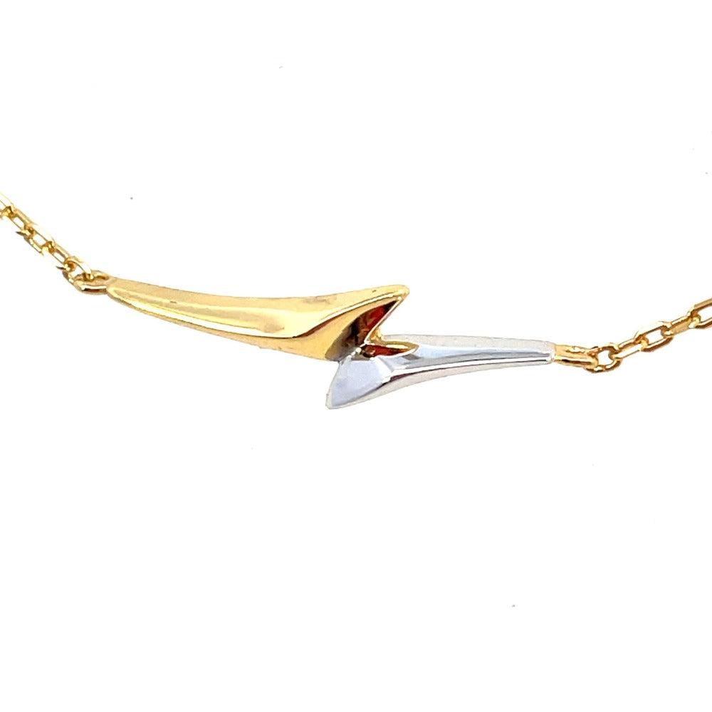 Ania Haie Sterling Silver Arrow Chain Bracelet with Gold Overlay up close