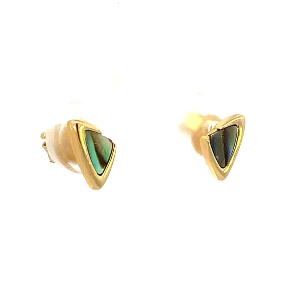 Ania Haie Sterling Silver Abalone Arrow Stud Earrings with Gold Overlay side view