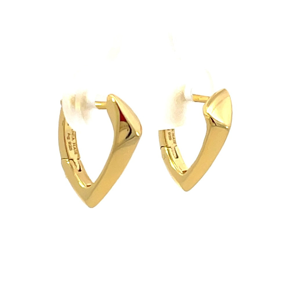 Ania Haie Sterling Silver Arrow Huggie Hoop Earrings with Gold Overlay from side