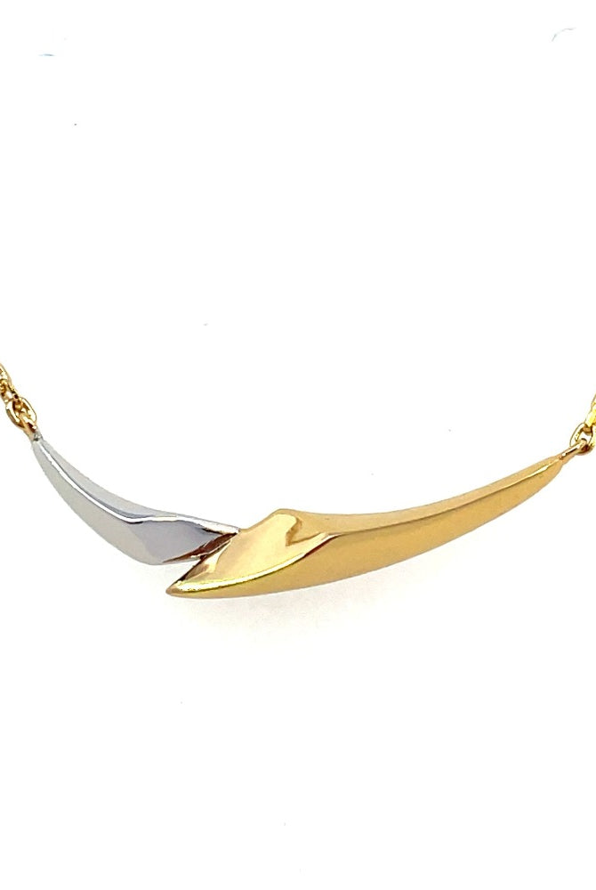 Ania Haie Sterling Silver Arrow Chain Necklace with Gold Overlay up close