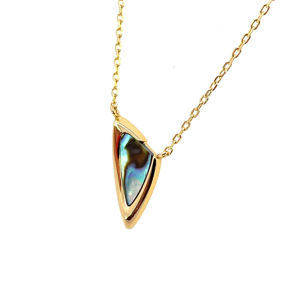 Ania Haie Sterling Silver Abalone Arrow Pendant with Gold Overlay close up