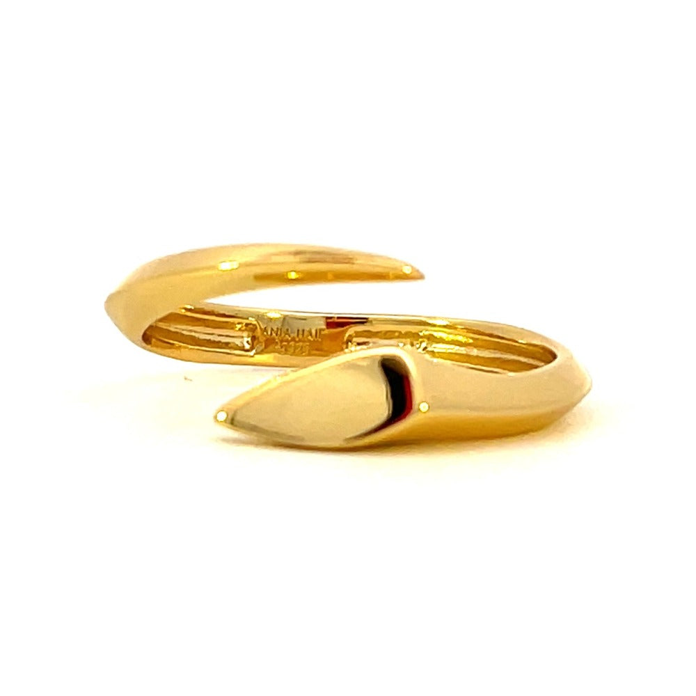 Ania Haie Sterling Silver Arrow Twist Adjustable Ring with Gold Overlay