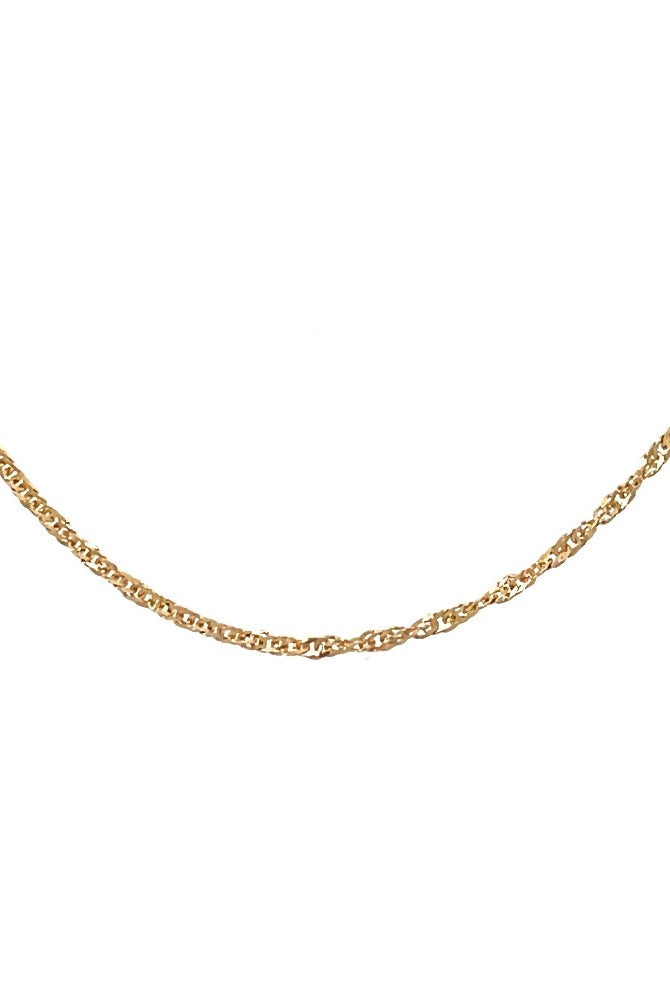 detail view of 20 inch 14k yellow gold pendant rope chain