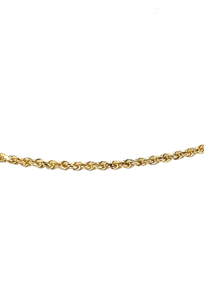 detail picture of diamond cut rope chain anklet