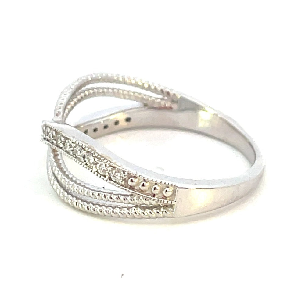 10K White Gold Lab Grown Diamond Criss-Cross Style Ring 1/16 CTW side 2