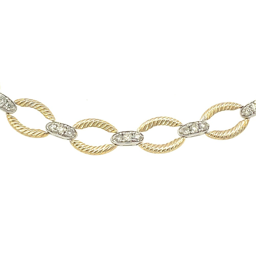 14K Two-Tone Diamond Link Bracelet 2 CTW