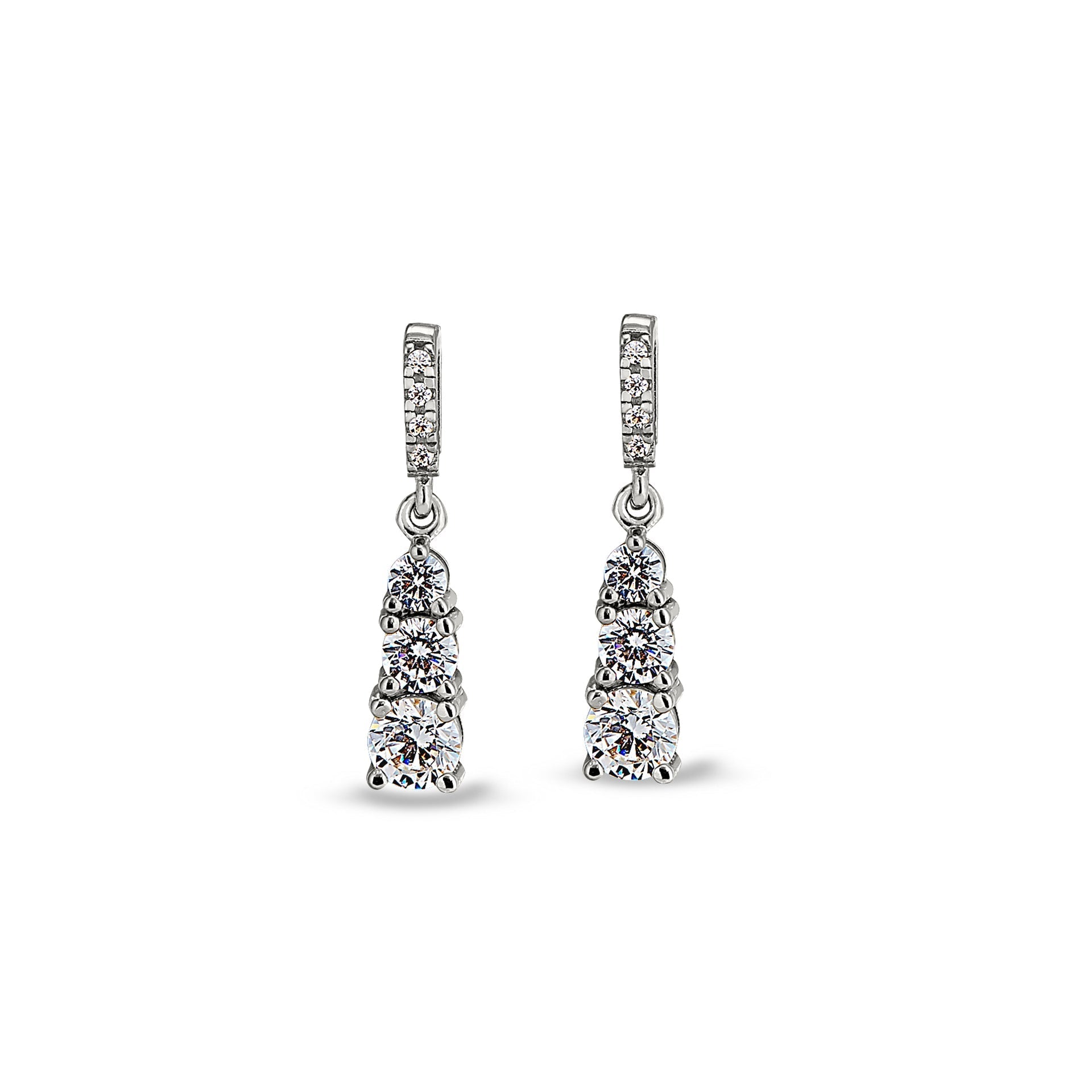 Three Stone Graduated Drop Earrings (BL2307E)