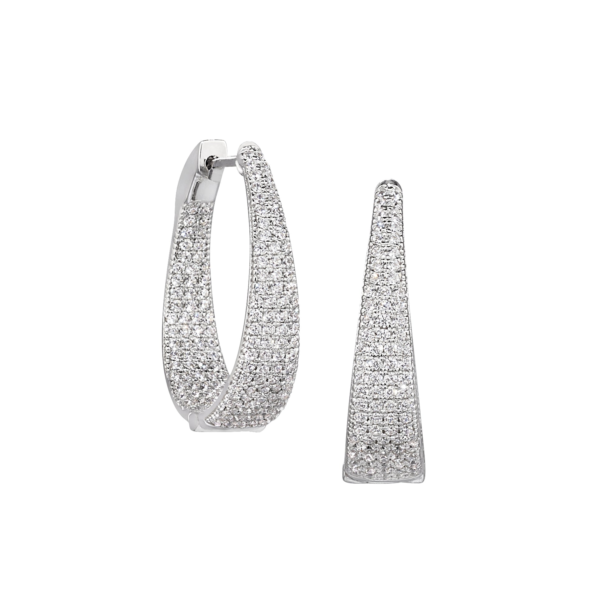 Micropave Tapered Hoop Earrings (BL2393E)