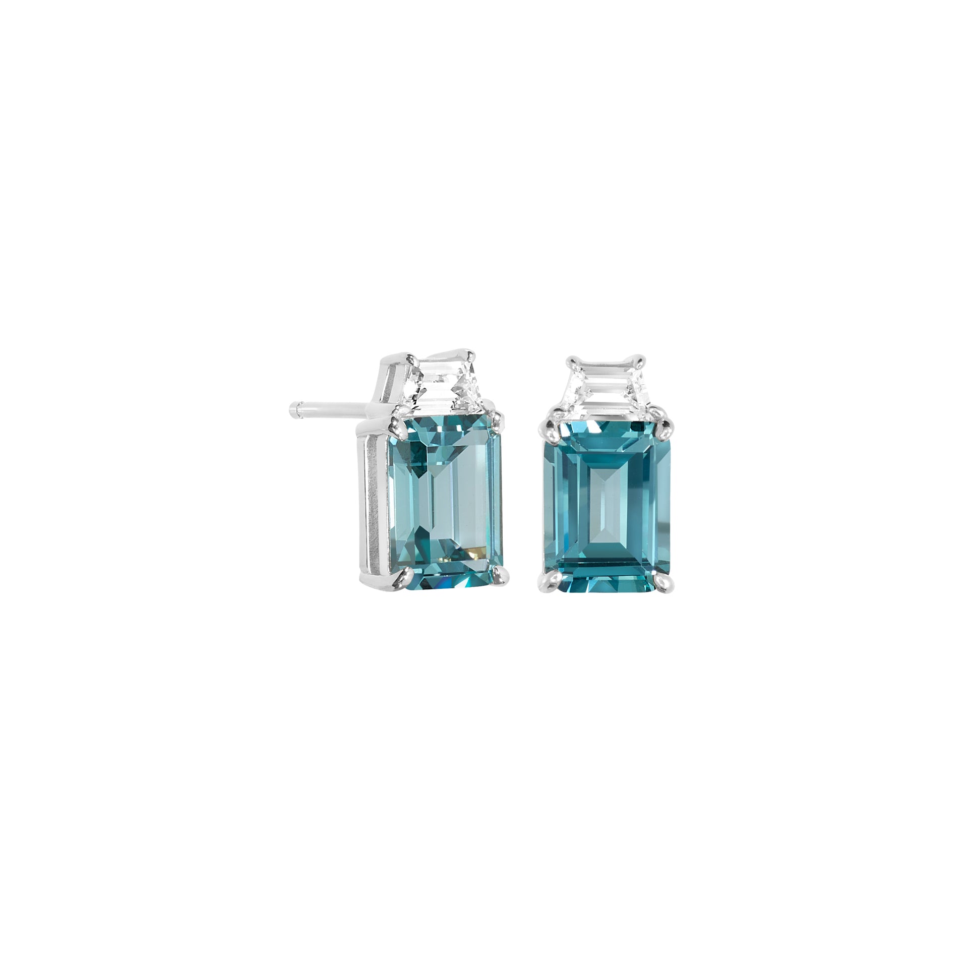 Blue Zircon Spinel Stud Earrings (BL2446E)