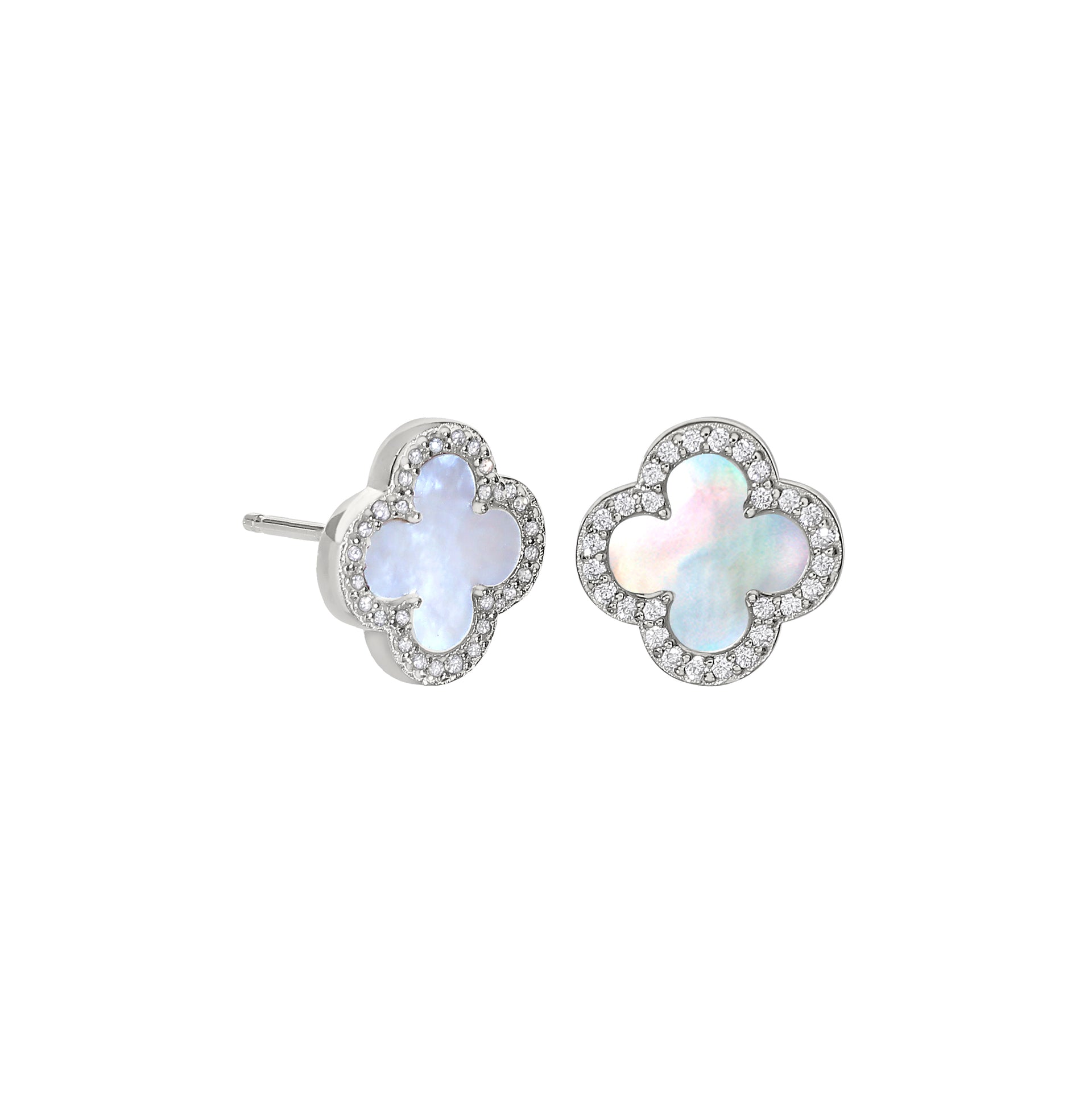 Mother of Pearl Clover Stud Earrings (BL2465E-MOP)