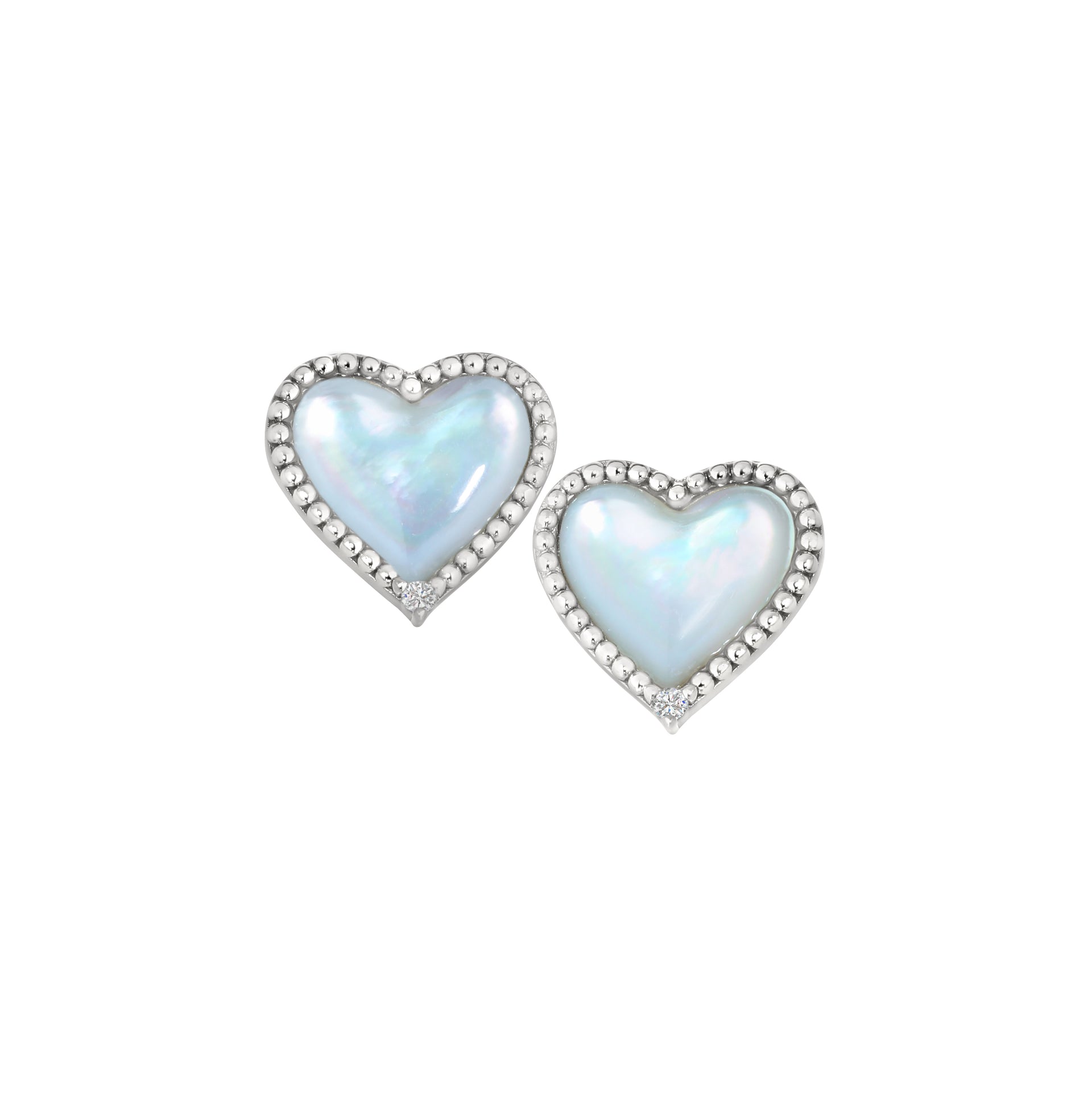 White Mother of Pearl Heart Stud Earrings (BL3001E)