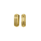 Rounded Square Grooved Huggie Hoop Earrings (BL3010EG)