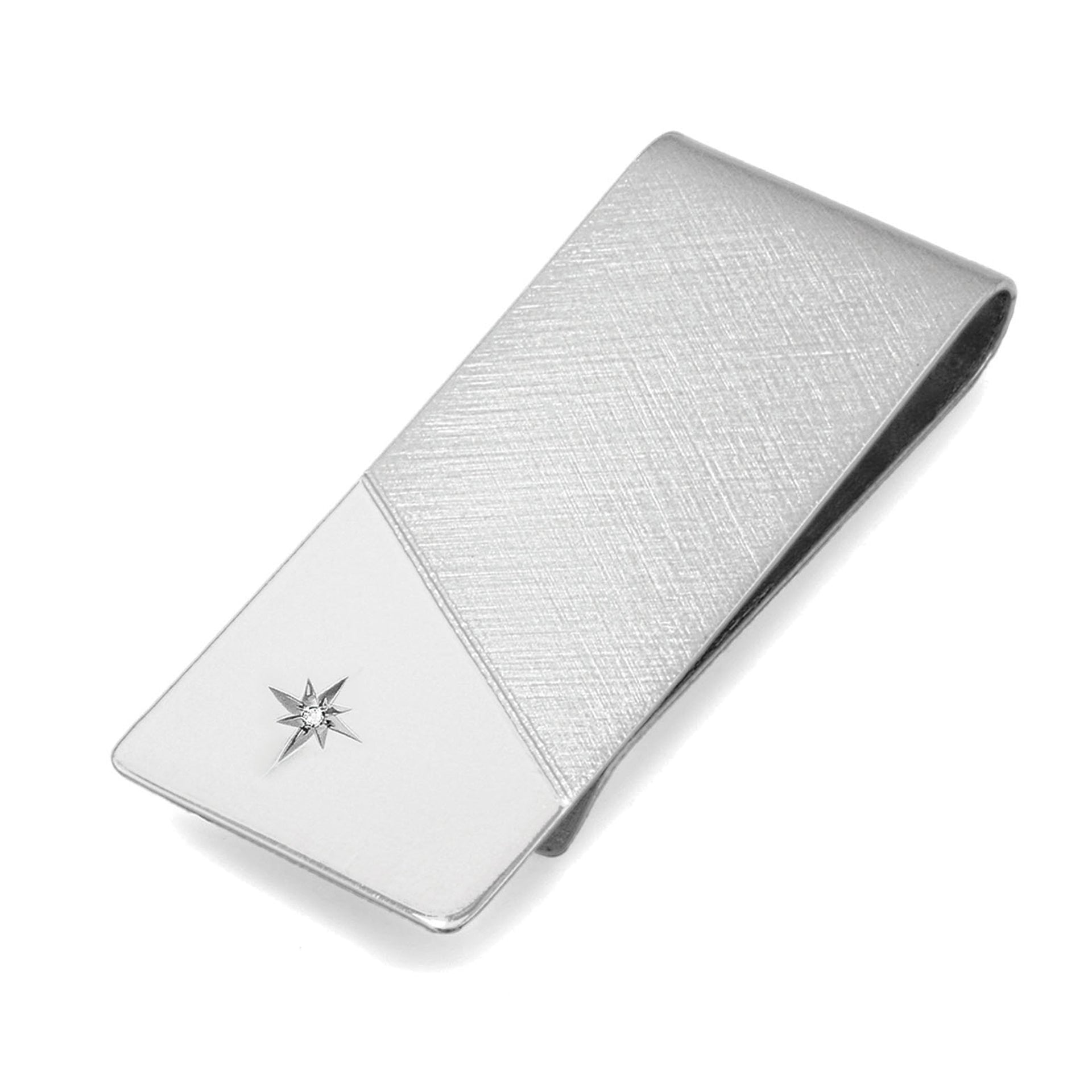 Two Tone Money Clip with Diamond (BMC-113-D-R)