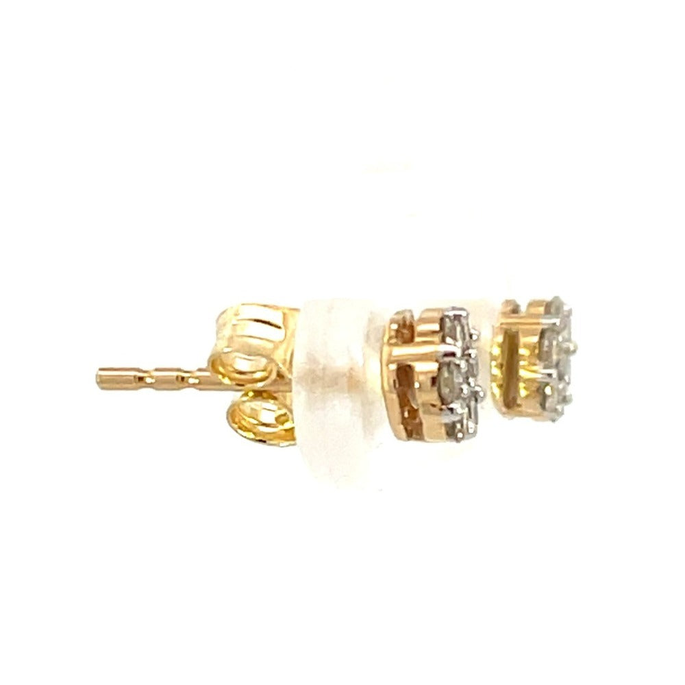 10K Yellow Gold Diamond Cluster Earrings 1/4 CTW backs