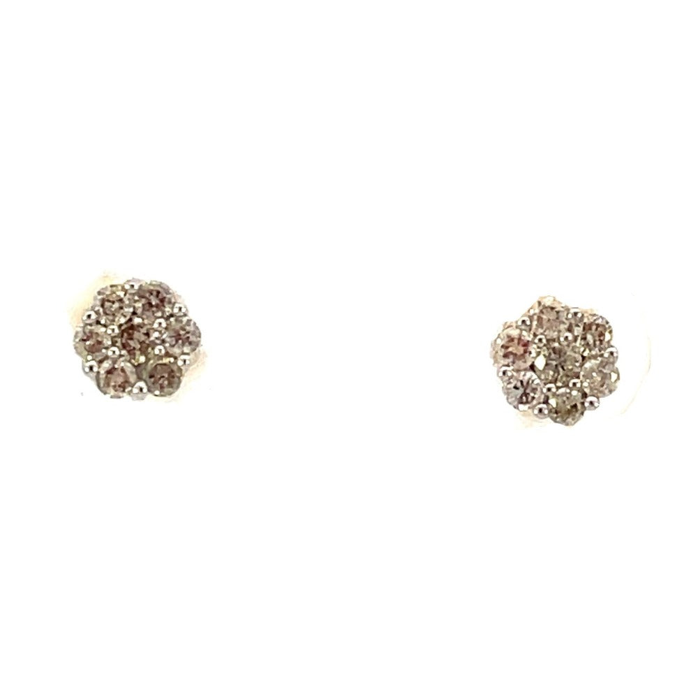 10K Yellow Gold Diamond Cluster Earrings 1/4 CTW