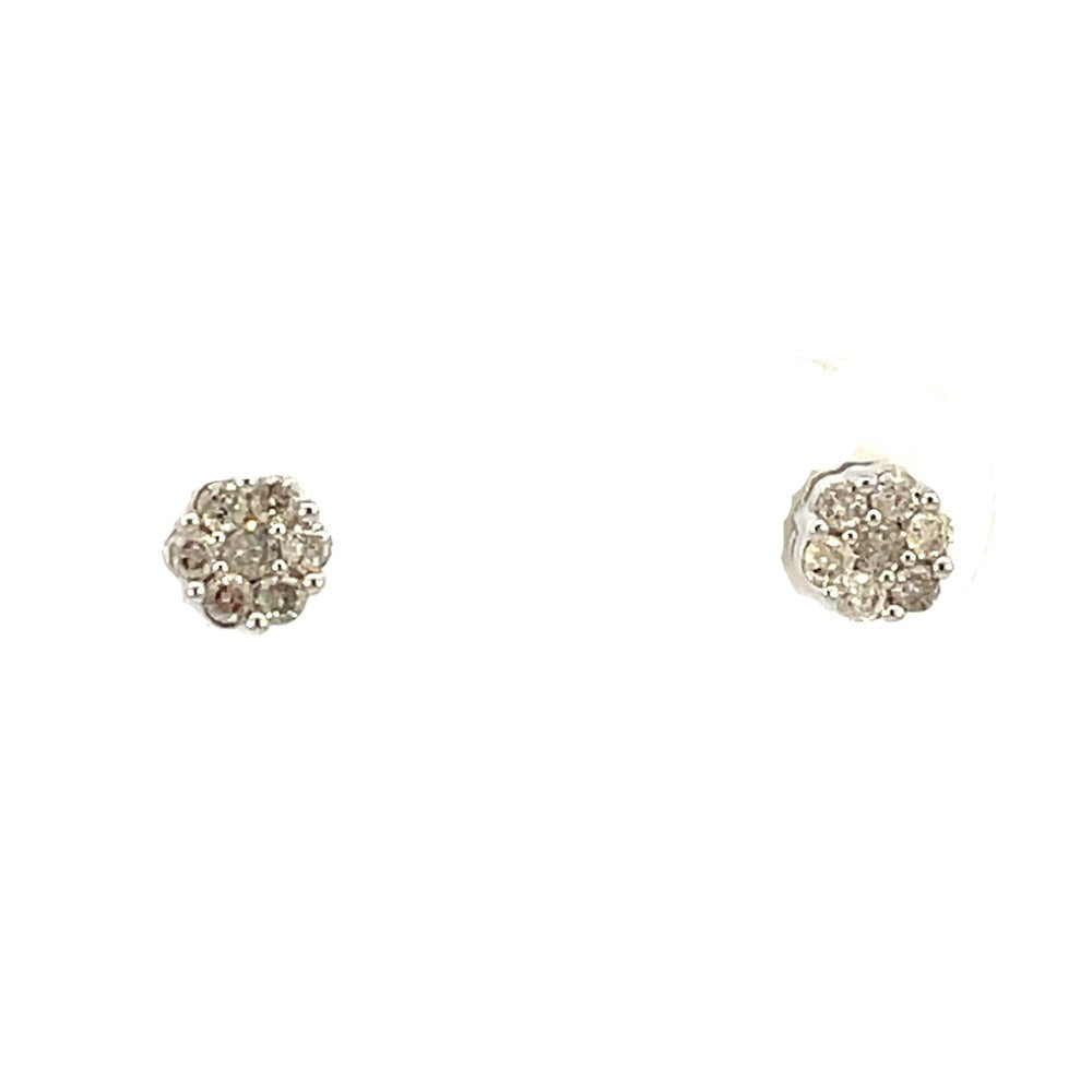 10K White Gold Diamond Cluster Earrings 1/3 CTW