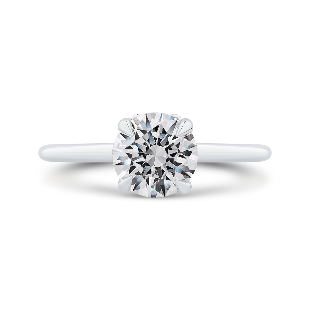 14k white gold round cut diamond solitaire plus engagement ring (semi-mount)