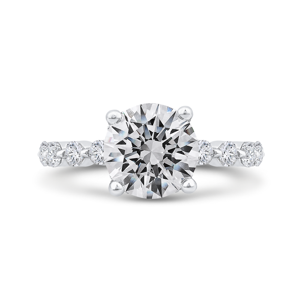 round cut diamond floral engagement ring in 14k white gold (semi-mount)