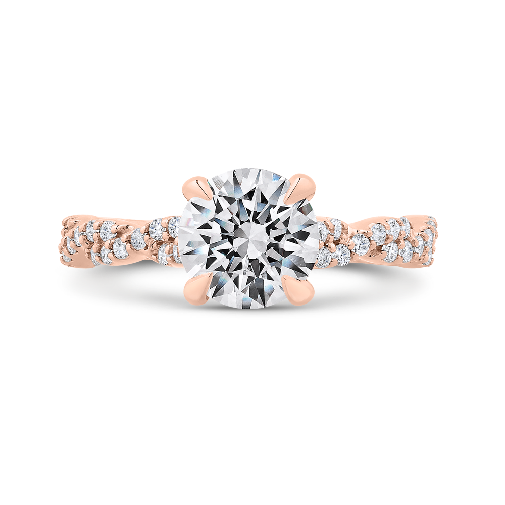 14k rose gold round cut diamond engagement ring (semi-mount)