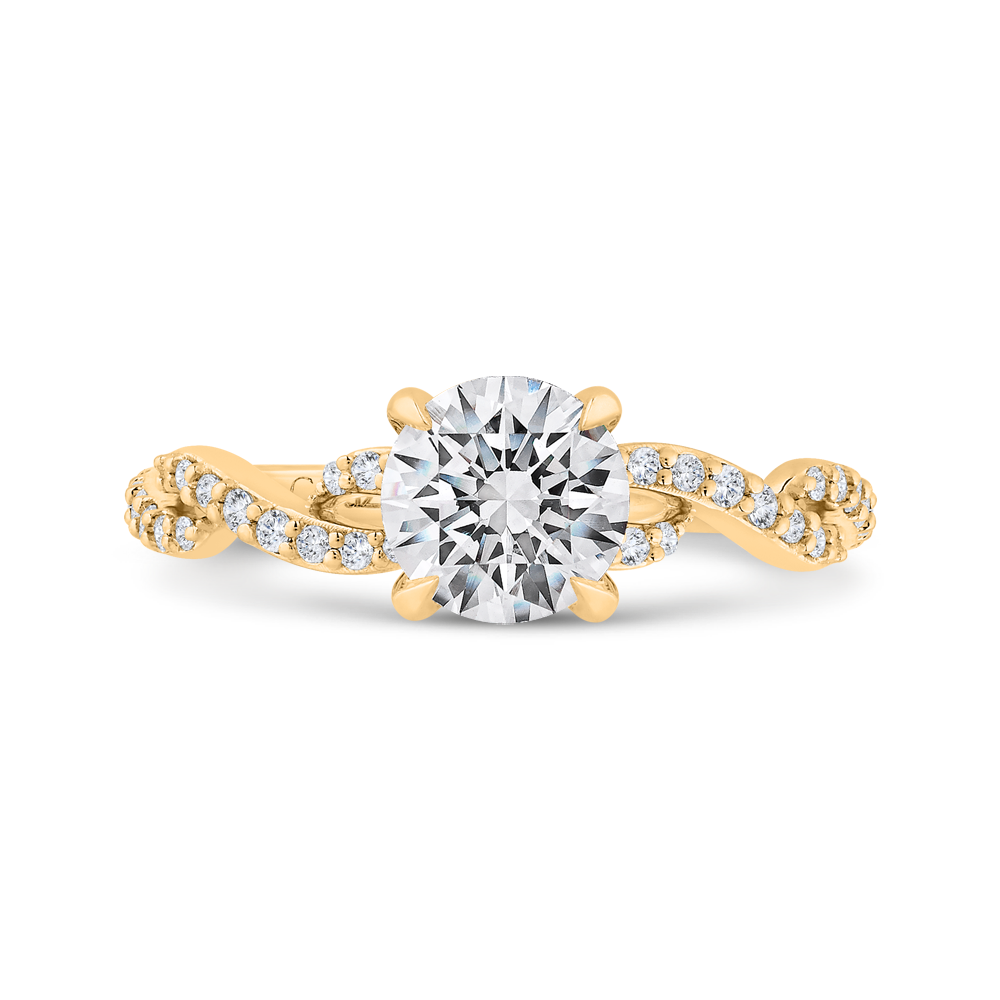 14k yellow gold round cut diamond engagement ring (semi-mount)