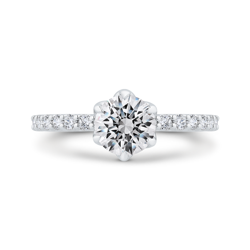 14k white gold round cut diamond engagement ring (semi-mount)
