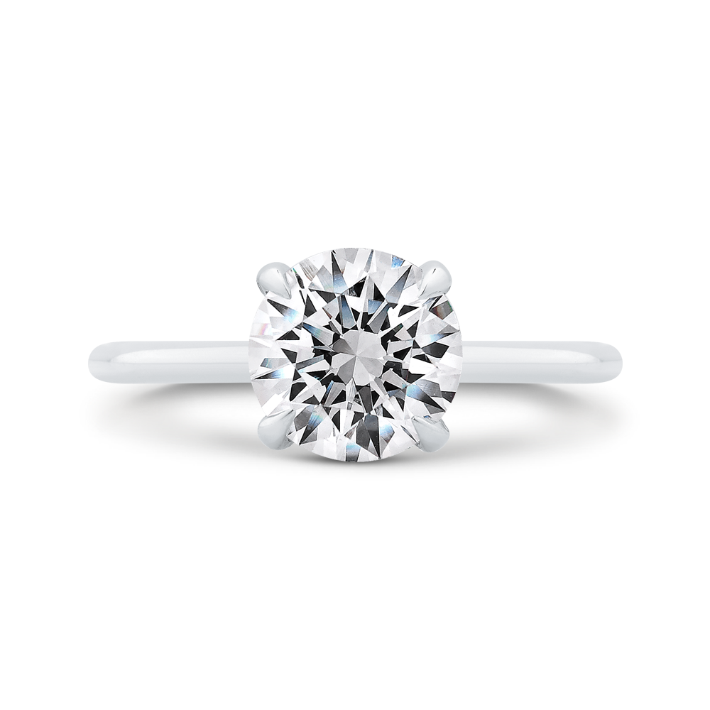 14k white gold round cut diamond solitaire engagement ring (semi-mount)